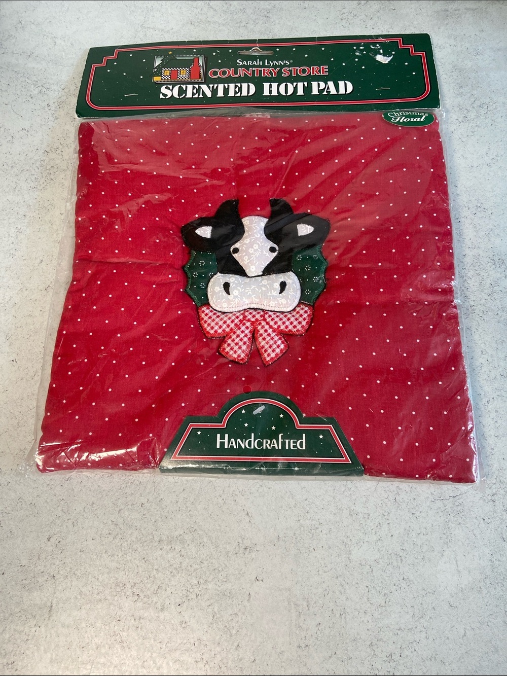 Vintage Sarah Lynns Country Store Cow Scented Hot Pad Trivet Christmas New
